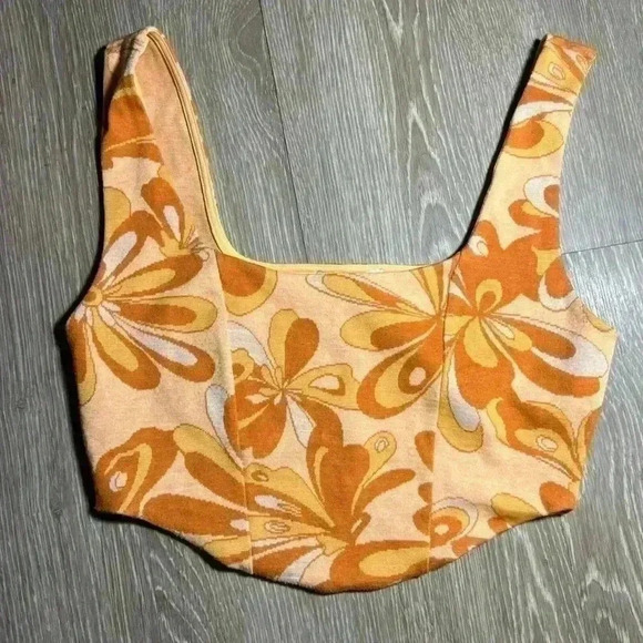 🔥🔥Zara yellow & orange crop top - Picture 1 of 5